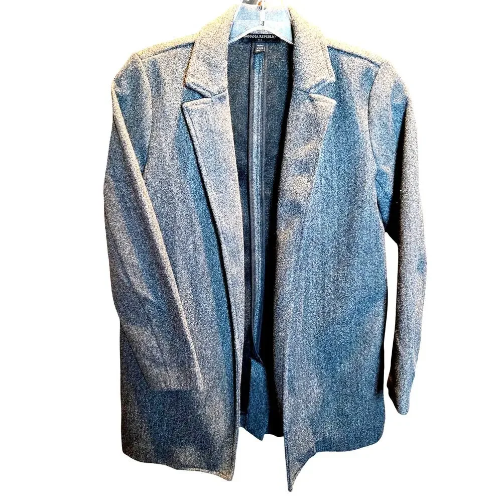 Banana Republic XXS Gray Women's Blazer Jacket Suit Coat Petite Size PXXS P0 P2 - Picture 2 of 6